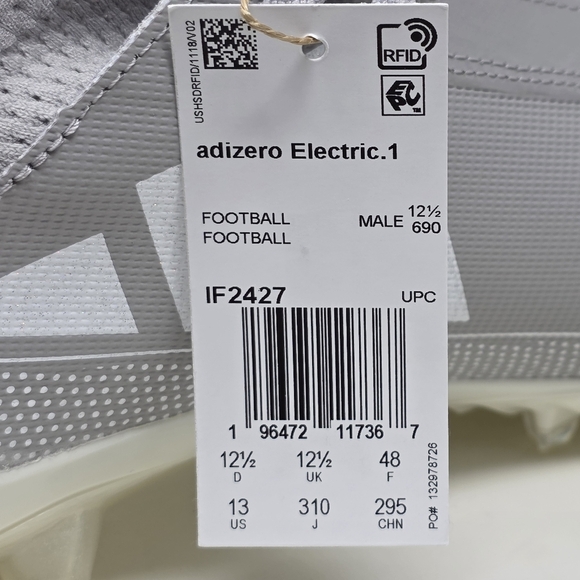 Adidas Adizero Electric.1 IF2427 Grey Silver Football Cleats Men’s Size 13 New - Picture 11 of 13